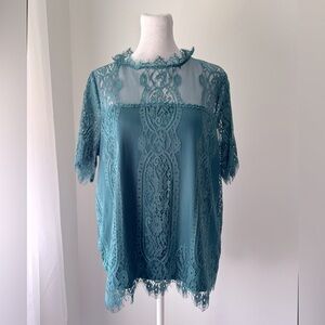 Eyeshadow Teal Short Sleeve Blouse